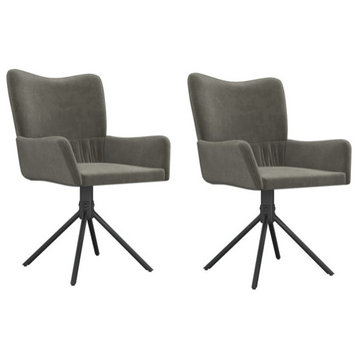 vidaXL Dining Chair 2 Pcs Modern Accent Upholstered Chair Dark Gray Velvet