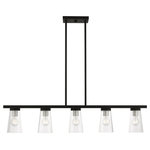 Livex Lighting - Cityview 5 Light Black With Brushed Nickel Accents Linear Chandelier - Illuminate your home with a bright design from the Cityview collection. This five-light down linear chandelier features a black finish with brushed nickel finish accents and clear glass. Perfect for a contemporary or transitional luxury kitchen or dining room setting.