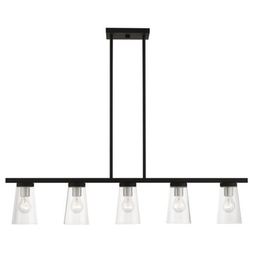 Cityview 5 Light Black With Brushed Nickel Accents Linear Chandelier