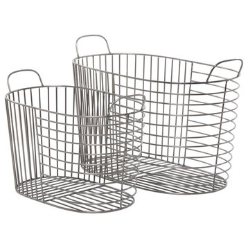 CosmoLiving by Cosmopolitan Silver Metal Contemporary Storage Basket