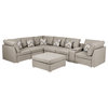 Lucy Beige Fabric Reversible Modular Sectional Sofa With USB Console and Ottoman