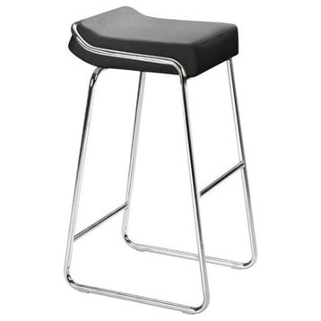 Zuo Wedge 33" Faux Leather Bar Stool in Black (Set of 2)