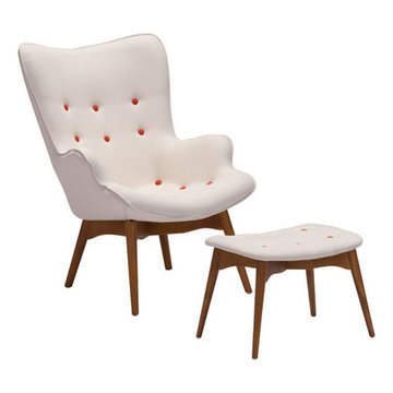 Antwerp Occasional Chair & Ottoman Cream | Furnish Plus