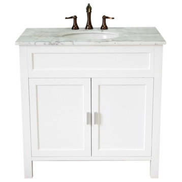 36" Single Sink Vanity-Wood-White