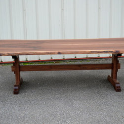 Live Edge Walnut Trestle Table with Figured Top - Dining Tables