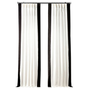 Vertical Colorblock Panama Single Panel Curtain, Black, 50"x84"