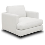 Hello Sofa Home - Galaxy 100% Top Grain Leather Modern Swivel Armchair - Add designer style and comfort to your home with the timeless and elegant Galaxy swivel chair. The generous proportions of this seat make it the perfect seat to snuggle into while you read, watch TV, or entertain. A smooth swivel base makes movement easy and lets you change position easily without having to twist your neck or back. Built on a rock solid mortise and tenon frame, the high density foam padding makes it a delight to sit on. Upholstered in buttery soft top grain leather, this swivel chair is meticulously stitched to ensure durability and refinement.