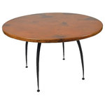 Mathews & Company - Pinnacle Dining Table With 72" Round Top - The Pinnacle Dining Table with 72" table top features a modern style wrought iron base that comes in 4 custom finish options and your choice of a Copper, or Zinc table top. If you have questions about the product just drop a line using the Houzz messaging feature! Pictured in Copper top and Black finish.