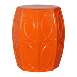 Bright Orange Treillage Garden Stool - Accent And Garden Stools