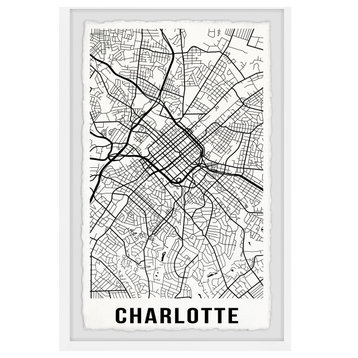 "Charlotte Map" Framed Painting Print, 8x12
