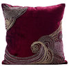 Purple Zardozi Pillows Cover, Velvet 18"x18" Throw Pillow Covers, Zardozi Waves