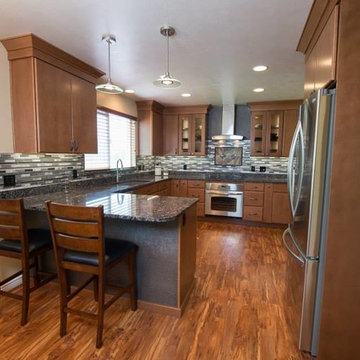 Medium Dark Maple Cabinet Contemporary Kitchen