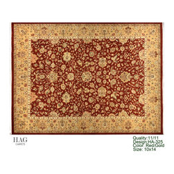 H.A.G. Hand Knotted Carpet 11/11 Quality Red/Gold - Floor Rugs