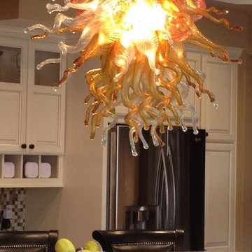 60 Stem Amber Art Glass Chandelier - Virginia Residential Installation