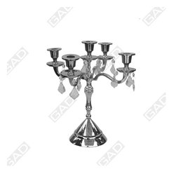SILVER CRYSTAL DROPS -5 CANDLE STAND - Candle Holders & Candelabra