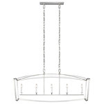 Visual Comfort Studio Collection - Thayer Linear Chandelier, Polished Nickel - The Feiss Thayer five light billiard island chandelier in polished nickel provides abundant light to your home, while adding style and interest. Sophisticated and sleek, the Thayer Collection is a refreshing interpretation of a traditional four-sided lantern softened with graceful curved lines. Thayer is available in three stunning finishes: our New Antique Guild finish, industrial-inspired Smith Steel or Polished Nickel .