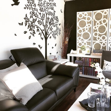 Modern Black and White Living Room Space