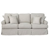 Sunset Trading Horizon T-Cushion Fabric Slipcovered Sofa in Light Gray