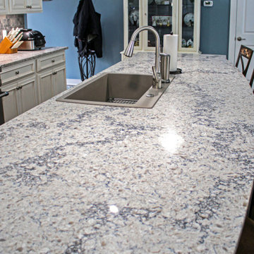 Updated Kitchen with Quartz Countertop, Tile Backsplash and Flooring