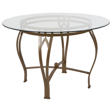 Syracuse 45'' Round Glass Dining Table With Matte Gold Metal Frame