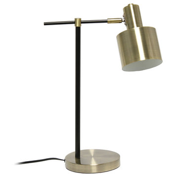 Lalia Home Mid Century Modern Metal Table Lamp, Antique Brass