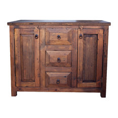3-Drawer Reclaimed Wood Vanity, Espresso, 36"x20"x32", No False Drawers