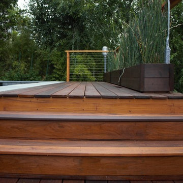 Contemporary Modern backyard pool deck