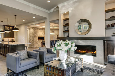 Large elegant home design photo in Orange County