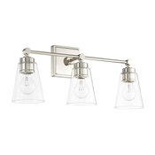 3 Light Vanity, Polished Nickel