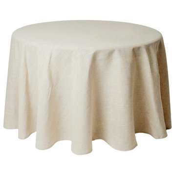 Classic Linen Blend Tablecloth, Natural, 108"x108" Round