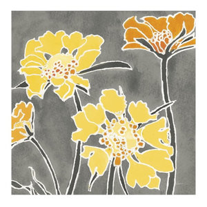 Global Gallery Shirley Novak Cloisonne Beauty I Gray Crop Giclee Stretched Canvas Artwork 24 x 24