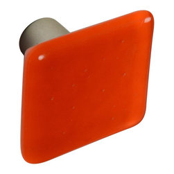 CKP - Art Glass Knob, Orange, Dull Brushed Nickel Base - Cabinet And Drawer Knobs