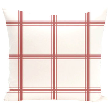 Windowpane Plaid Geometric Print Pillow, Burnt, 26"x26"