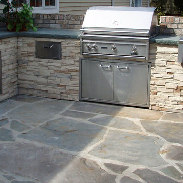 Brick and Bluestone Patio with Custom Grill Station