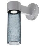 Besa Lighting - Besa Lighting JUNI10BL-WALL-LED-SL Juni 10 - 11.5" 4W 1 LED Outdoor Wall Sconce - The Juni 10 sconce is composed of a Silver aluminum bracket and transparent Blue glass cylinder, with an interesting bubble pattern blown randomly throughout the glass. The pleasing play of light through the bubble accents make for a striking affect. The standard incandescent option offers a prominent display of the lamp filament behind the glass, while the LED option results in a splash of concealed LED downlight. These stylish and functional luminaries are offered in a beautiful Silver finish.  Shade Included: TRUE  Dimable: TRUE  Eco-Friendly: TRUE  Color Temperaute:   Lumens: 240  CRI: 82  Rated Life: 25,000 HoursJuni 10 11.5" 4W 1 LED Outdoor Wall Sconce Silver Blue Bubble GlassUL: Suitable for damp locations, *Energy Star Qualified: n/a  *ADA Certified: n/a  *Number of Lights: Lamp: 1-*Wattage:4w LED bulb(s) *Bulb Included:Yes *Bulb Type:LED *Finish Type:Silver