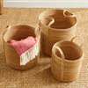 3-Piece Seagrass Round Basket Set With Long Handles