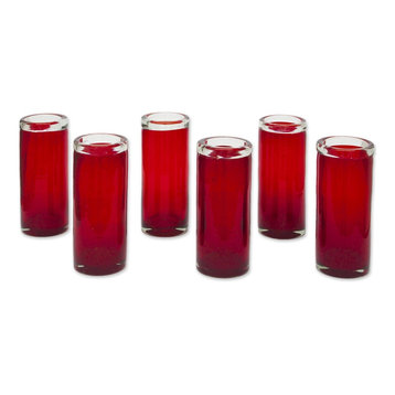 Ruby, Set of 6 Blown Glass Drinking Glasses, Mexico