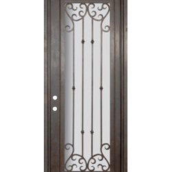 Valencia 36x96 Forged Iron Single Door 14 Gauge Steel - Front Doors