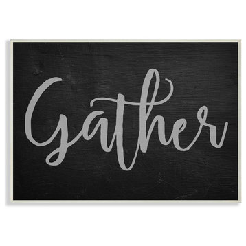 'Gather Black and Grey Typography', Wall Plaque, 10"x0.5"x15"