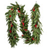 Serene Spaces Living 9ft Faux Pine Garland With Red Berries and Mini Pinecones