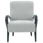 Andrew Martin - Gray Boucl√© Upholstered Armchair | Andrew Martin Aries - Inspired by mid-century modern design this armchair has a solid ash black wood frame and a smooth curved armrest to compliment the soft gray bouclé fabric seat with a comfortable square backrest. The highly textured finish will bring a rustic yet luxurious feel to your space.