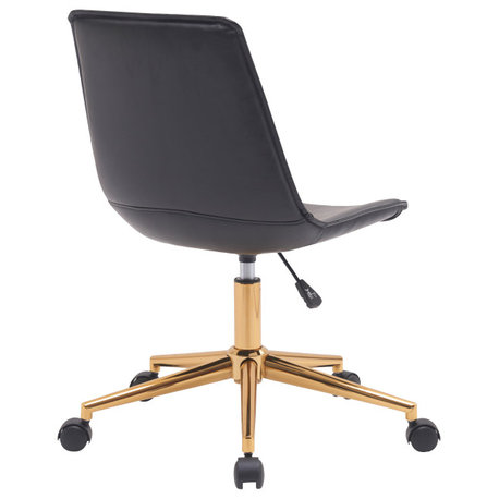 Slope Leather Swivel Office Chair, Black