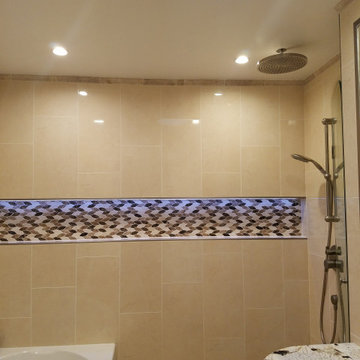 Master Bathroom - Heated & Slope Floor, Linear Drain, Wall Toilet, Corner Tub