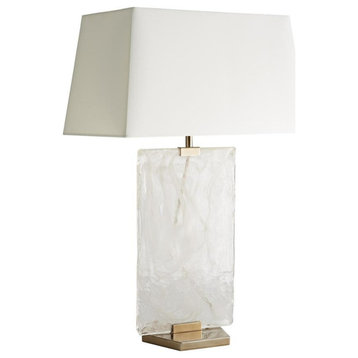 Maddox Table Lamp, 1-Light, Opal Swirl Glass Brass Off-White Shade 30"H