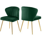 Meridian Furniture - Finley Tufted Velvet Dining Chairs With Rich Gold Legs (Set of 2) - This Finley velvet chair, with its all-over soft green velvet upholstery, offers elegance and sophistication for your dining room. Designed to elevate your room's decor in an instant, this seat oozes refinement and beauty with its curved and channel-tufted back and rich gold metal legs. Pair this lovely Finley chair with your favorite contemporary dining table for a seamless presentation.