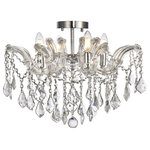 Elegant Furniture & Lighting - Maria Theresa 4-Light Chrome Flush Mount, Crystal: Royal Cut - A heavenly high point to your home, Maria Theresa collection flush mount fixtures are ablaze with resplendent crystals. Copious strands of sparkling clear crystals dangle from elaborate tiers of glass-coated steel arms. An imperial favorite for the stairwell, dining room, or living room.