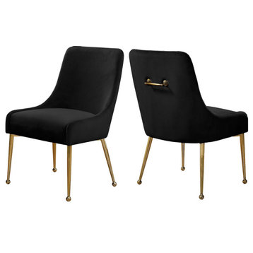 The Cue Dining Chair, Black and Gold, Velvet (Set of 2)