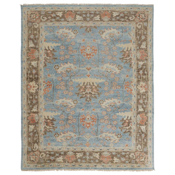 Weave & Wander Bennet Blue/Brown 9'6"x13'6" Hand Knotted Area Rug