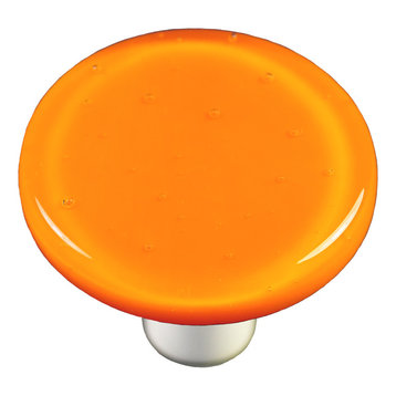 Aquila 1-1/2" Solid Round Cabinet Knob With Al Post, Pumpkin Orange