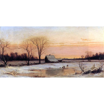 Alfred Thompson Bricher Winter Landscape, 15"x30" Wall Decal